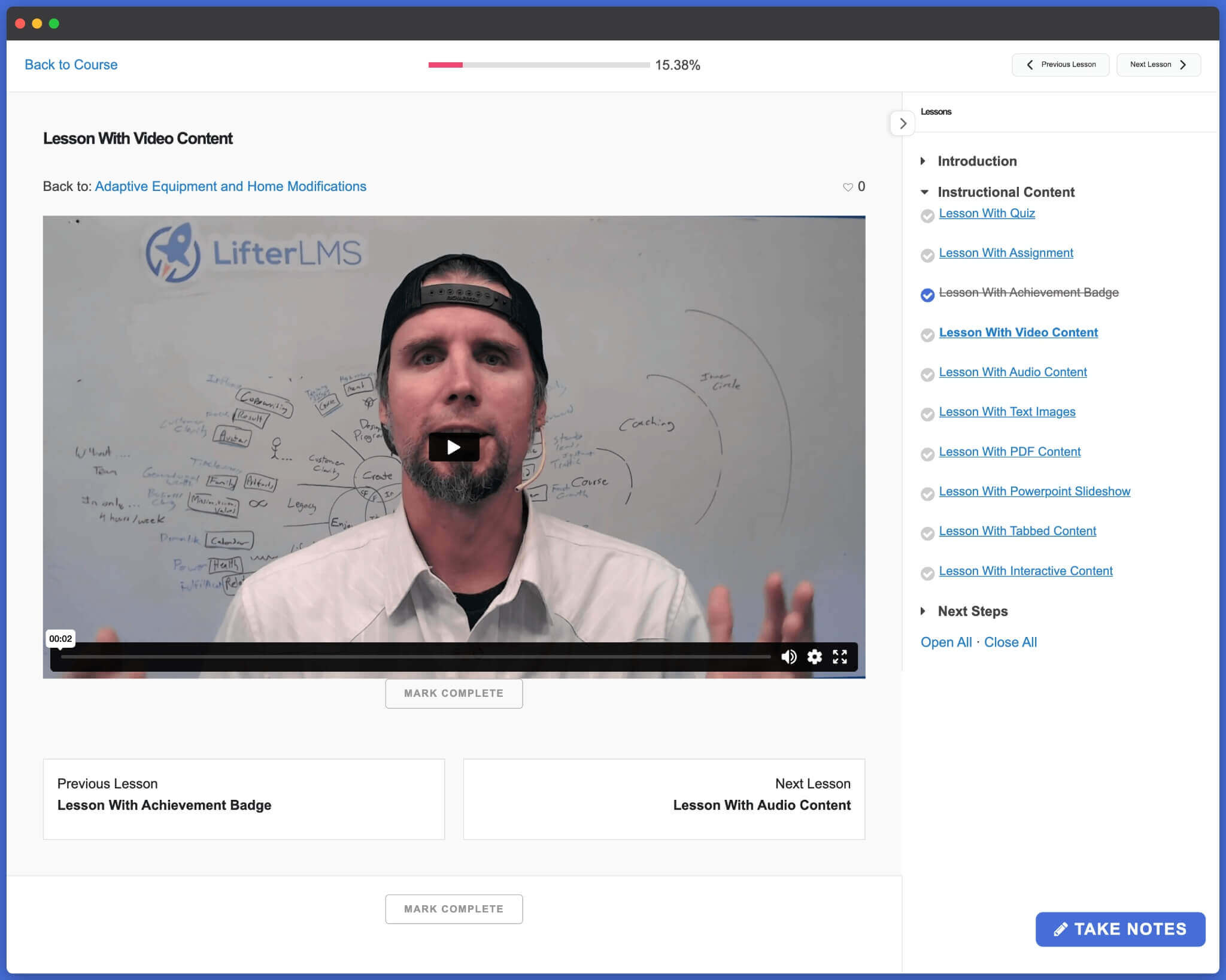 LifterLMS Launchpad Single Lesson