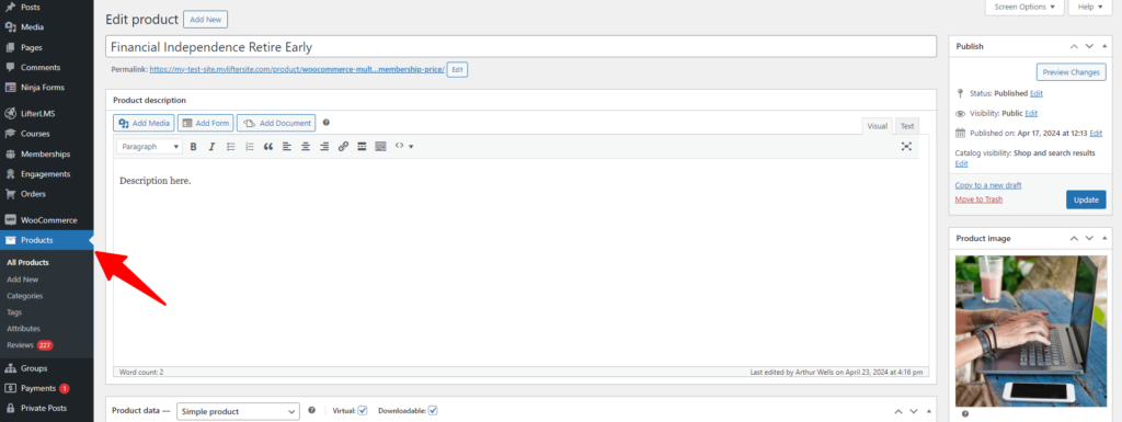 WooCommerce Product Dashboard