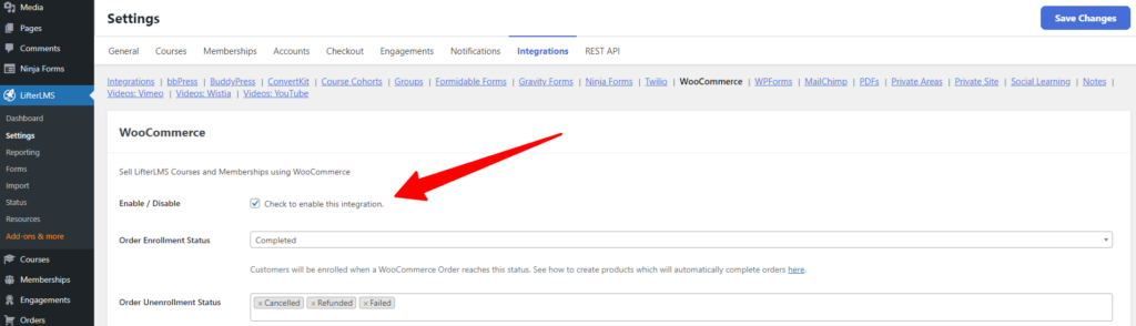 Enable WooCommerce Integration