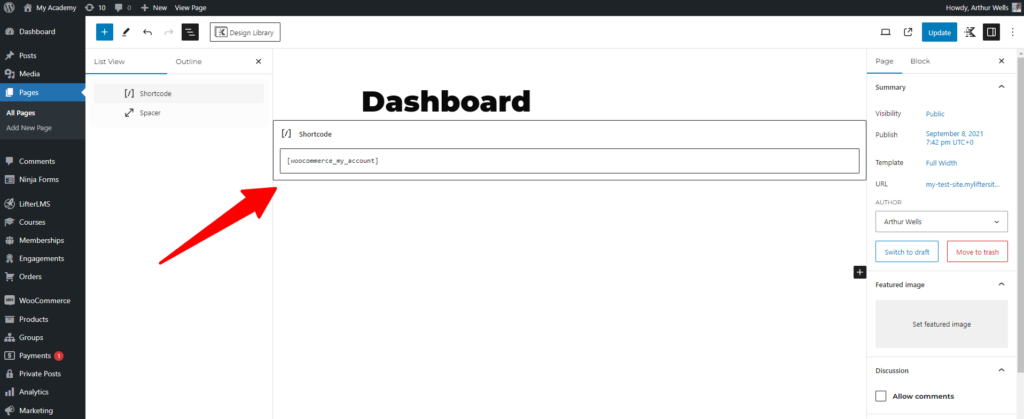 WooCommerce My Account Dashboard