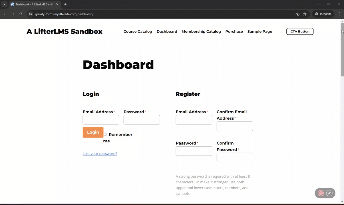 Custom registration form for open registration