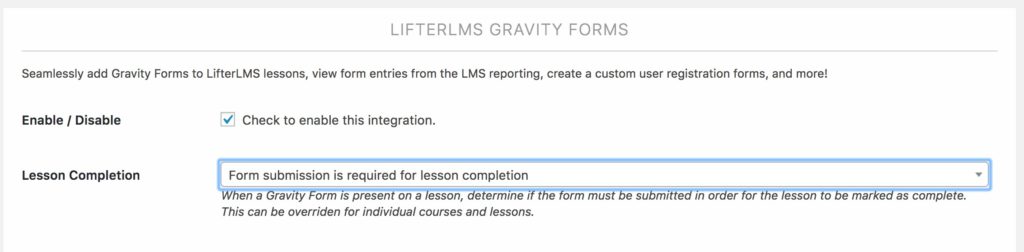 global lesson completion settings