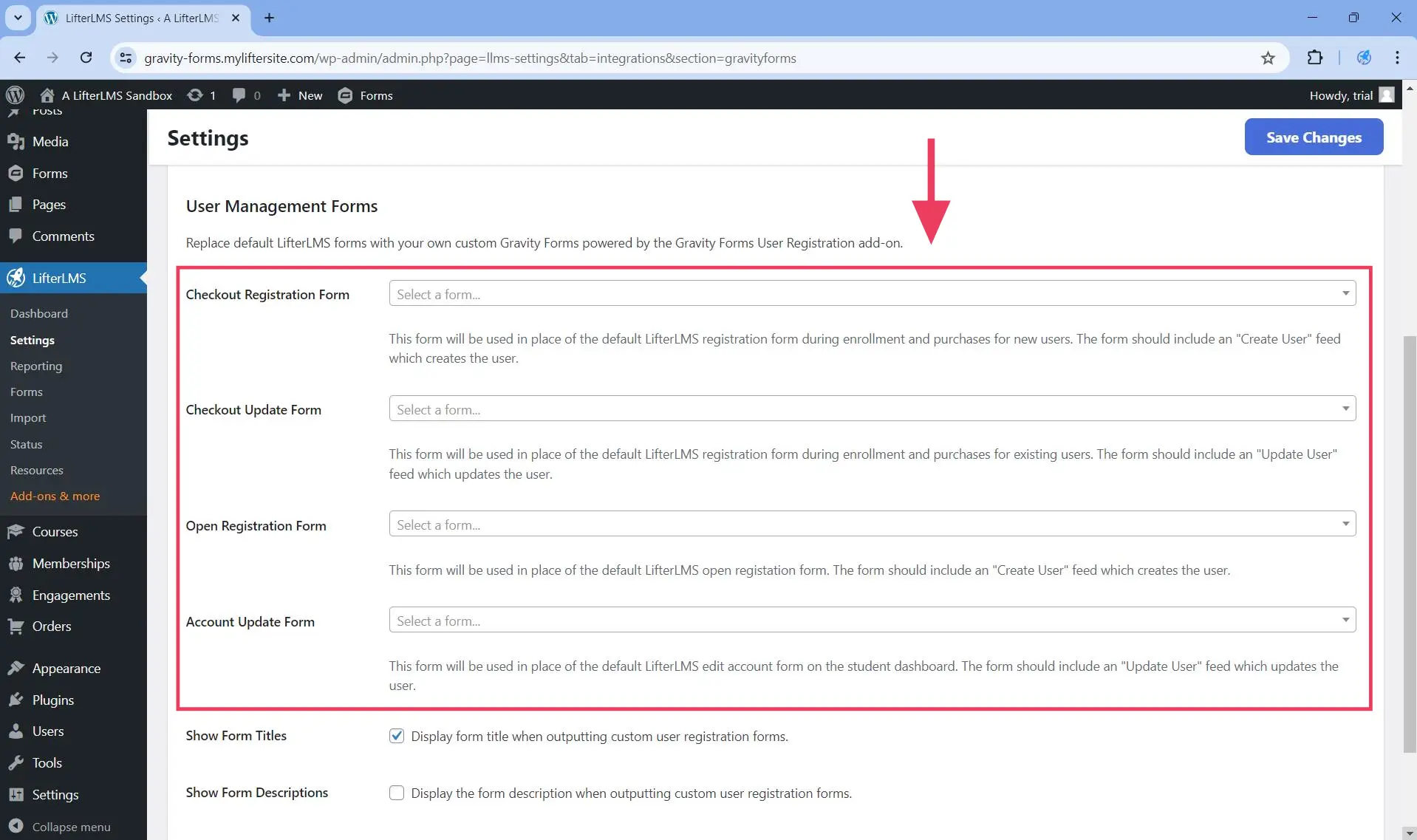 User Management Forms