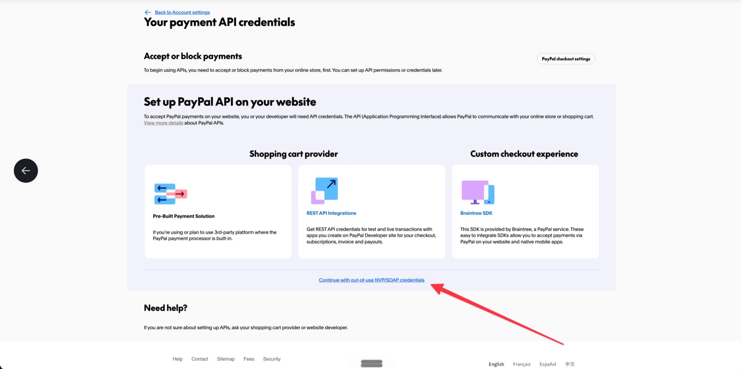 Set Up PayPal API keys