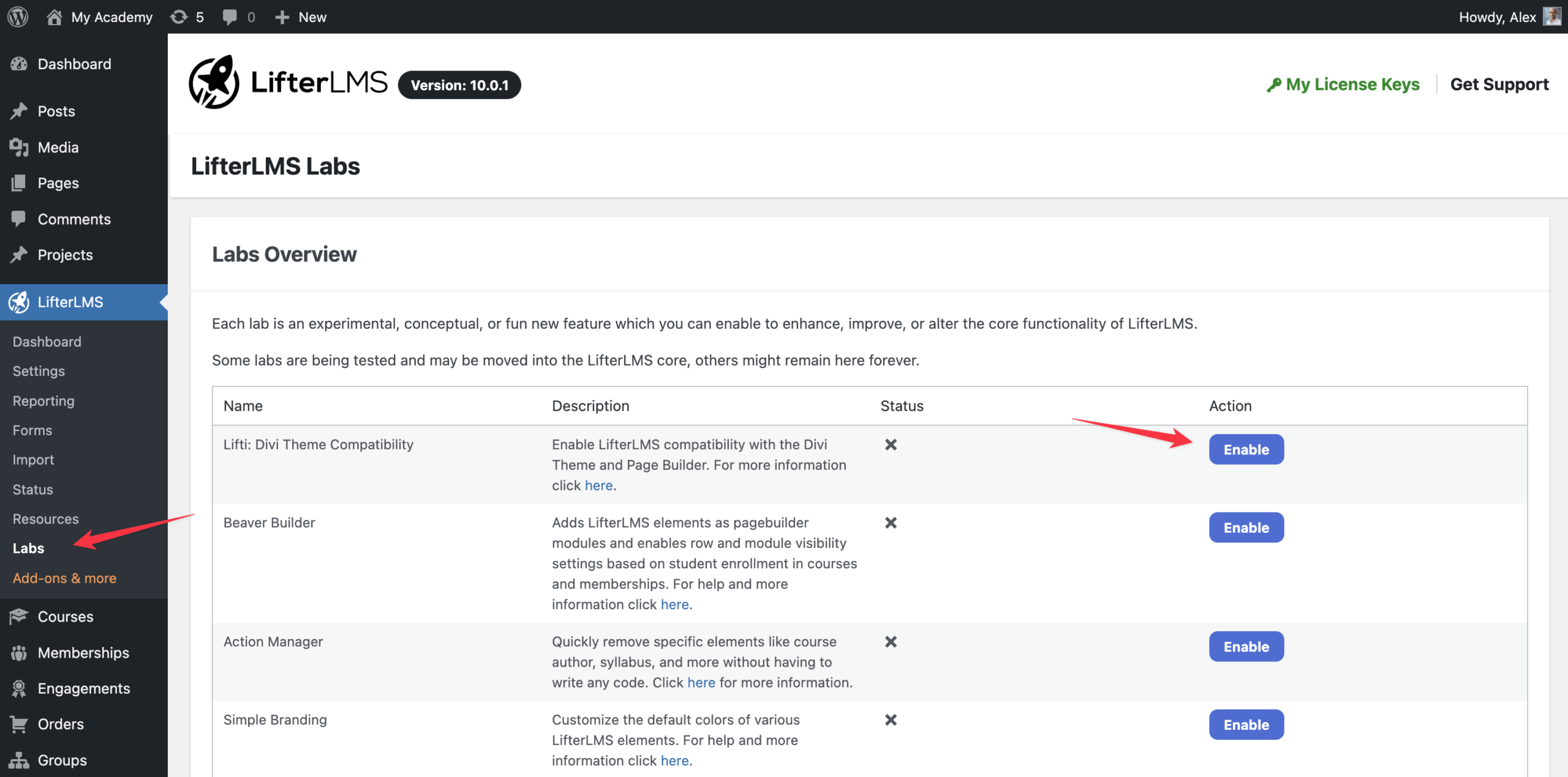 Enable LifterLMS divi compatibility