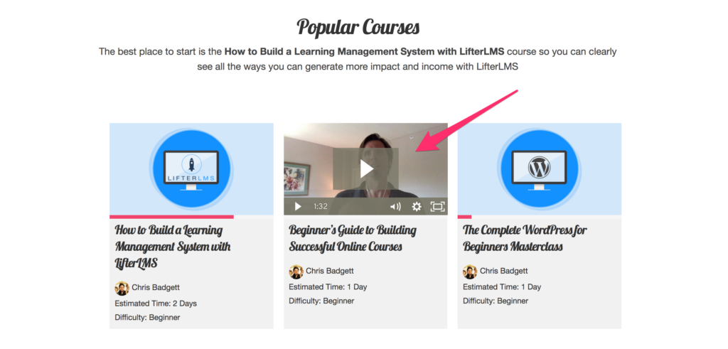 LifterLMS Video Featured Image WordPress