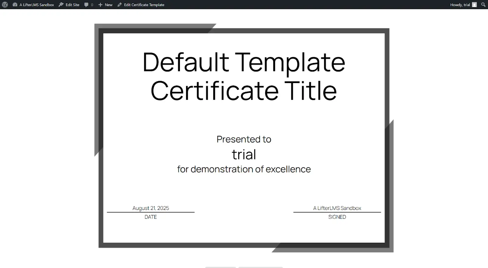 Template on the front end