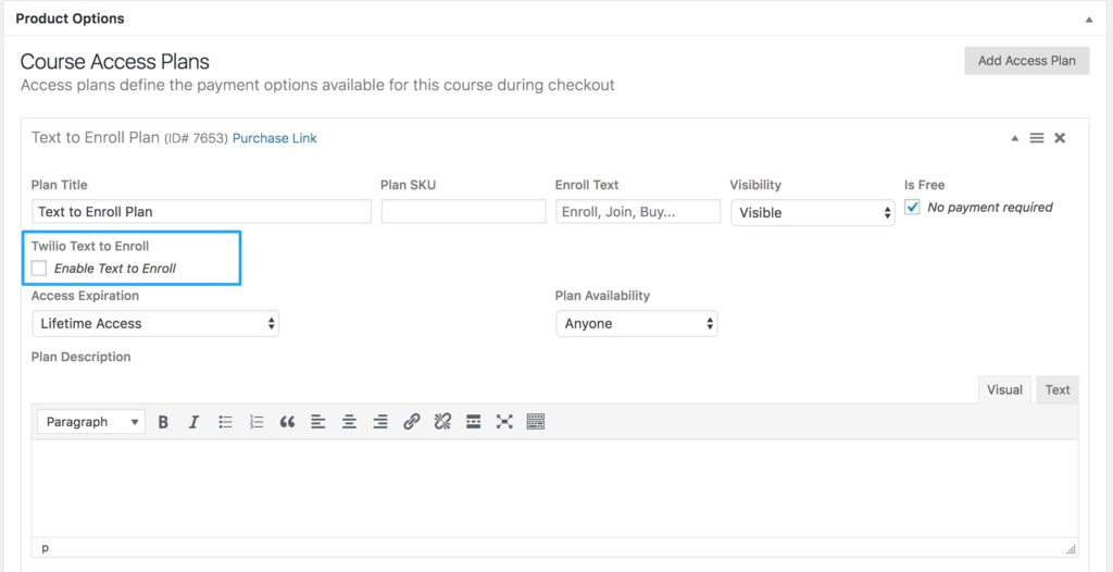 Enable Text to Enroll