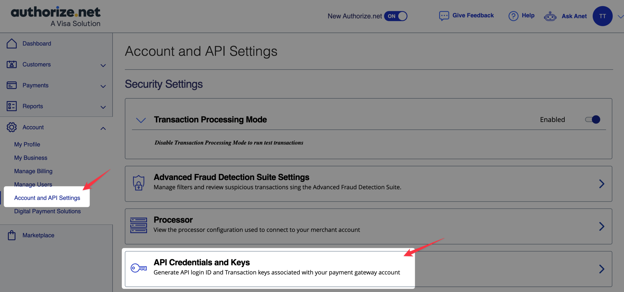 Create API key