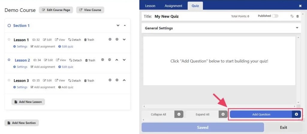Add Question button