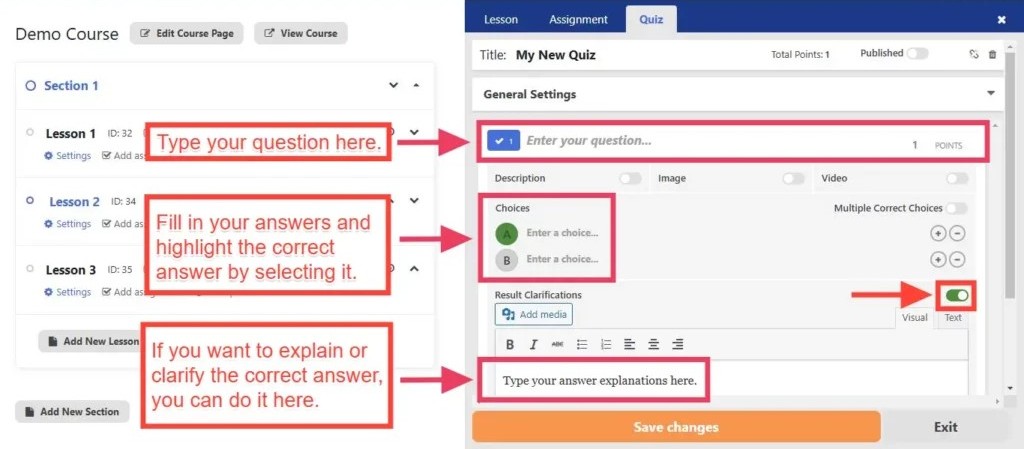 Add your quiz question and answers