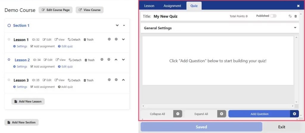 Quiz tab