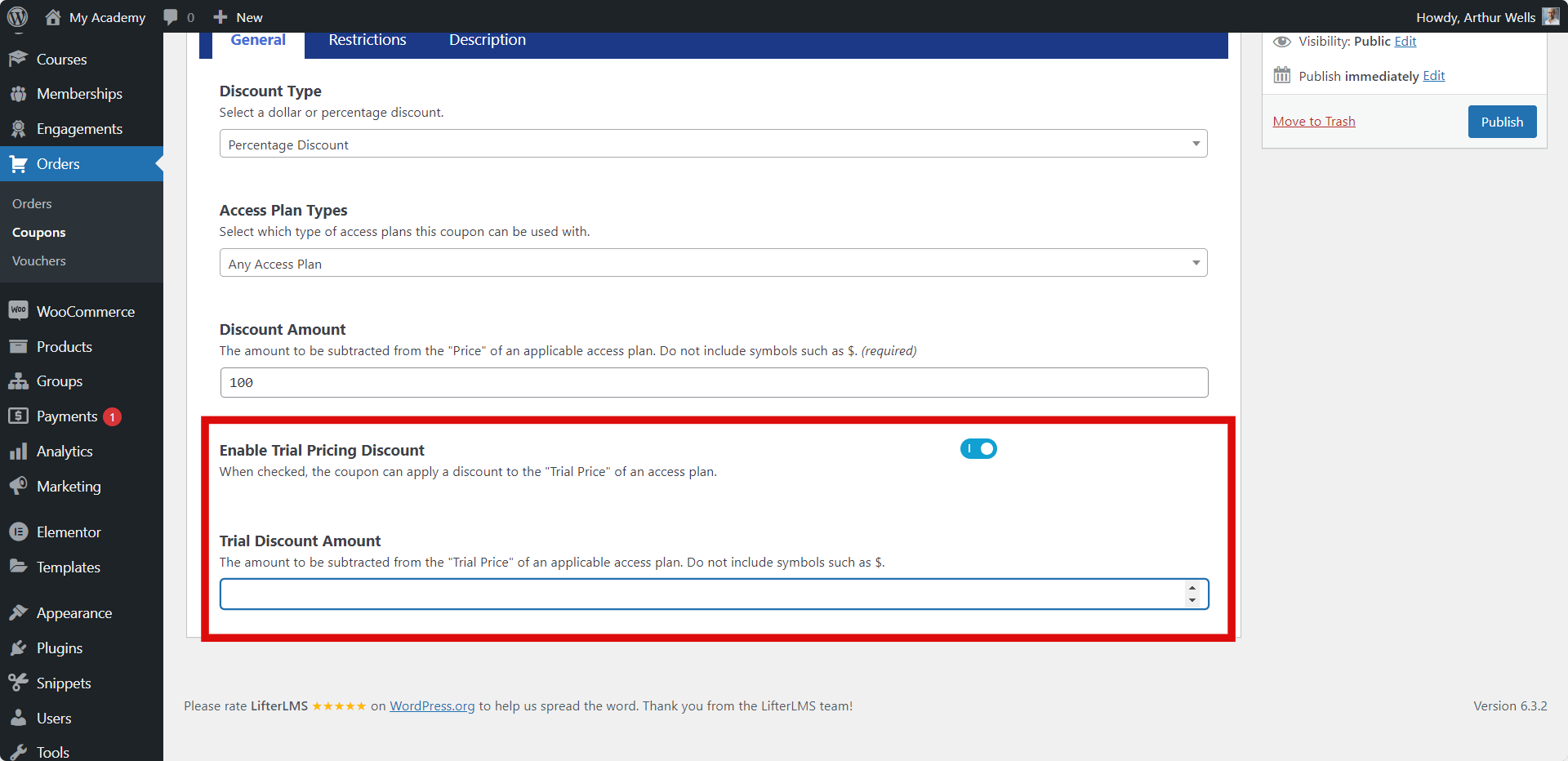 LifterLMS Trial Pricing Coupon