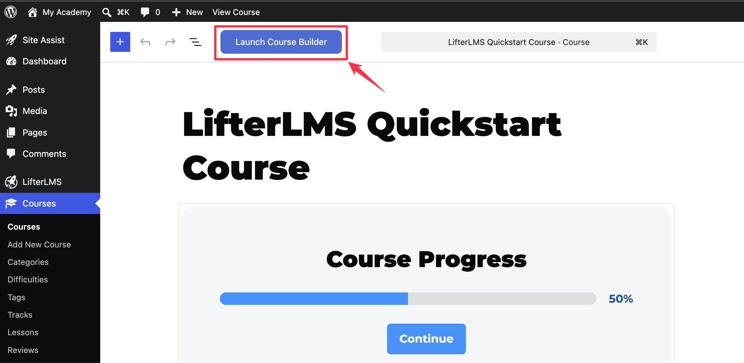Course builder in LifterLMS