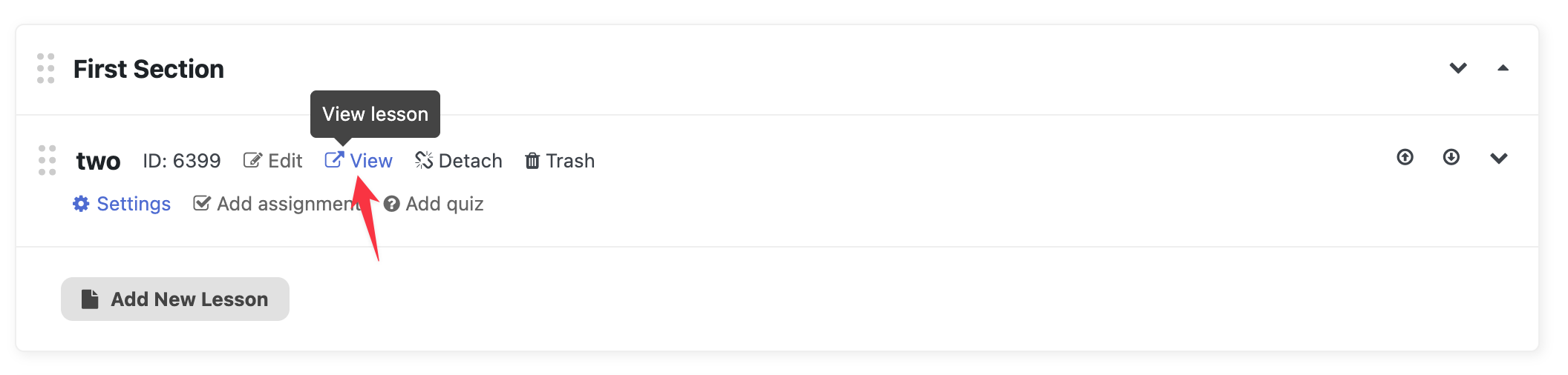 Click on the View button of that lesson