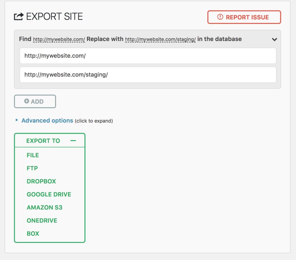 configure the export