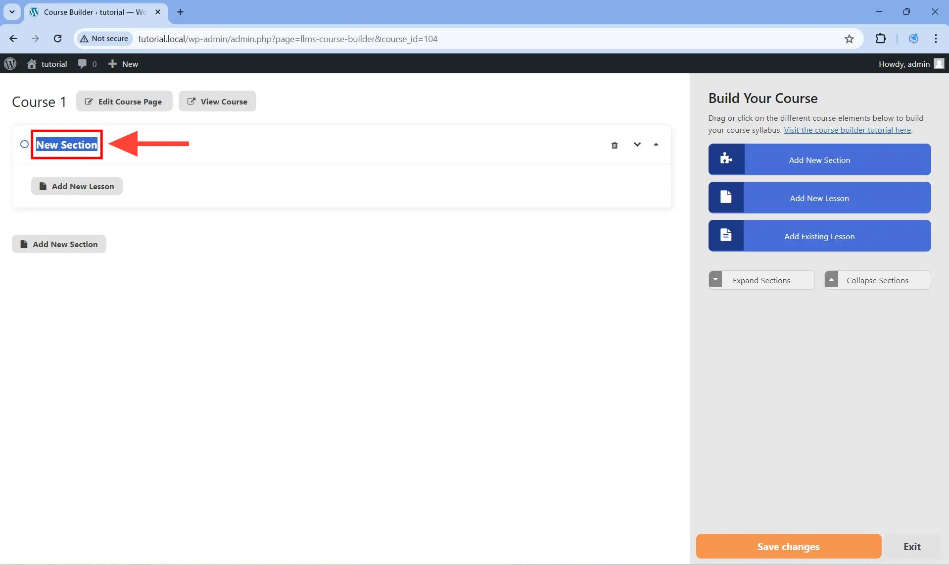 Highlight the section title to select the whole text