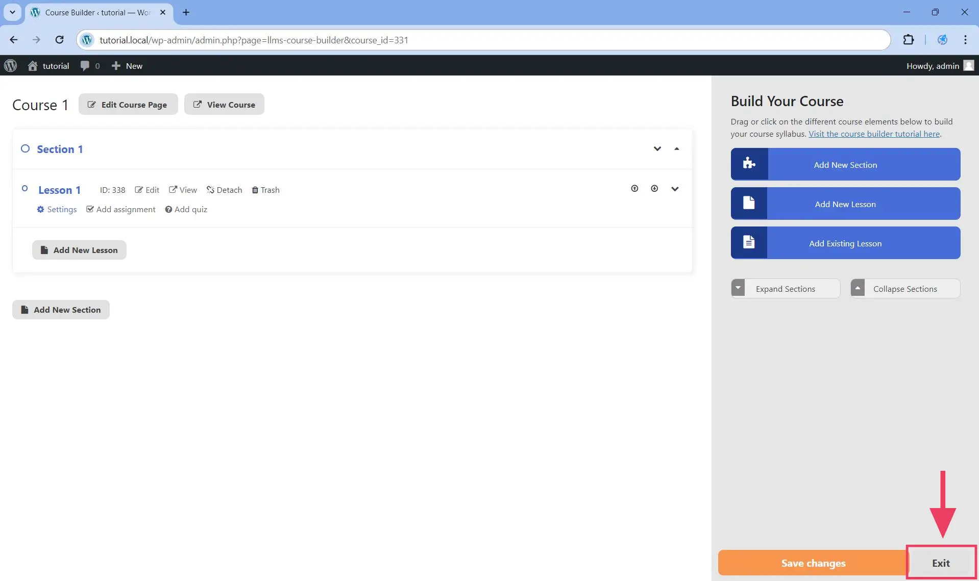 If you have unsaved changes that you wish to discard, just click on the Exit button
