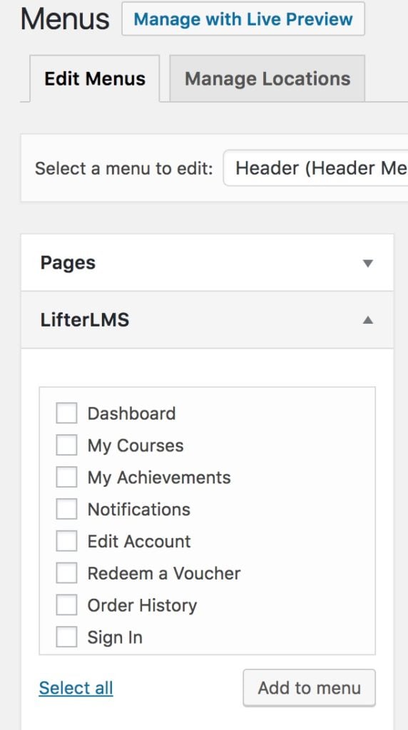 Menu editor