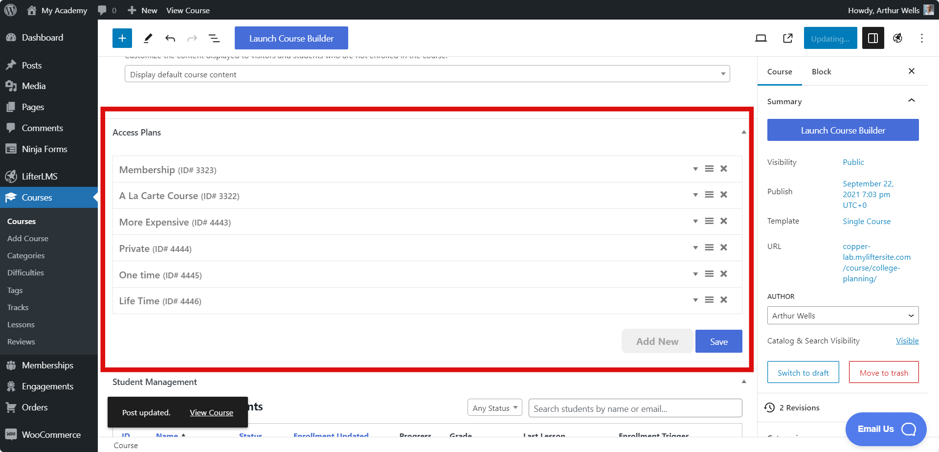 LifterLMS Access Plan