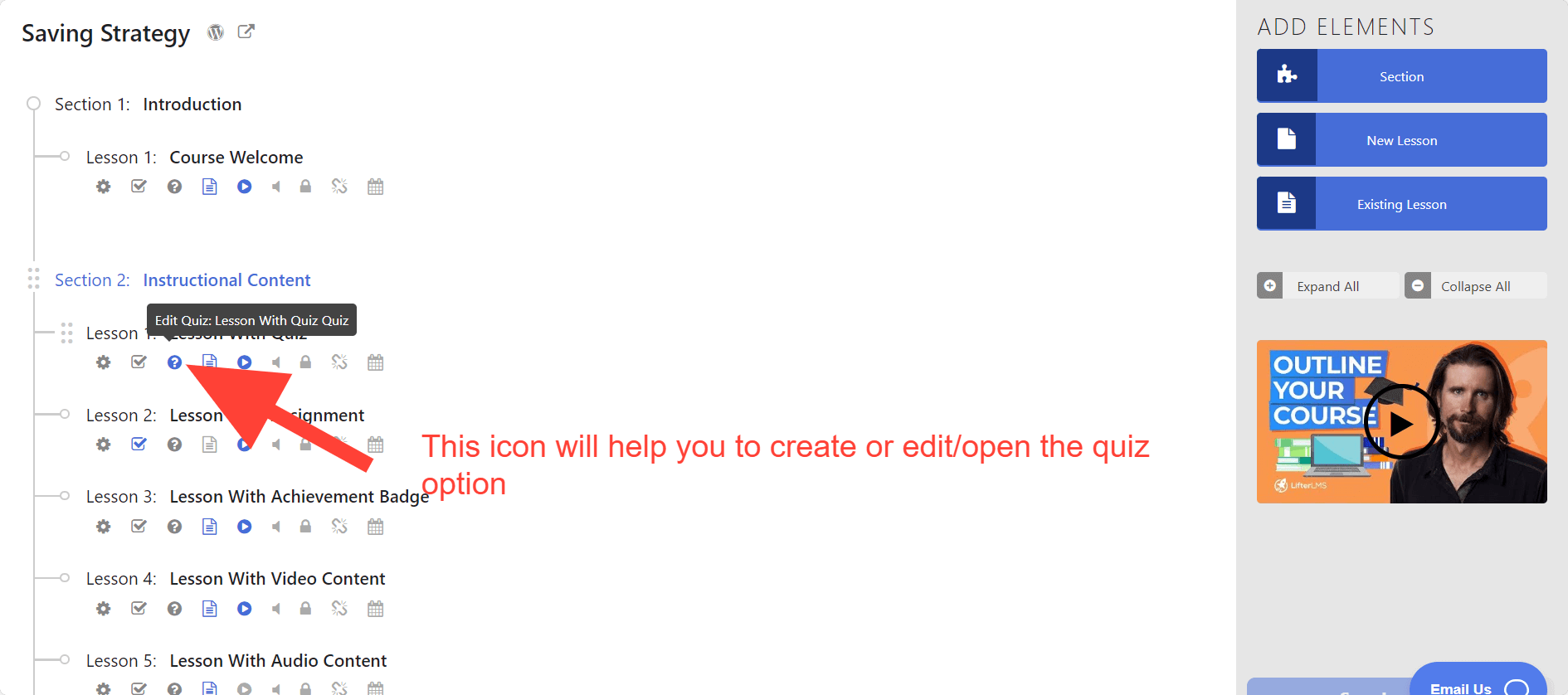 LifterLMS Create Quiz