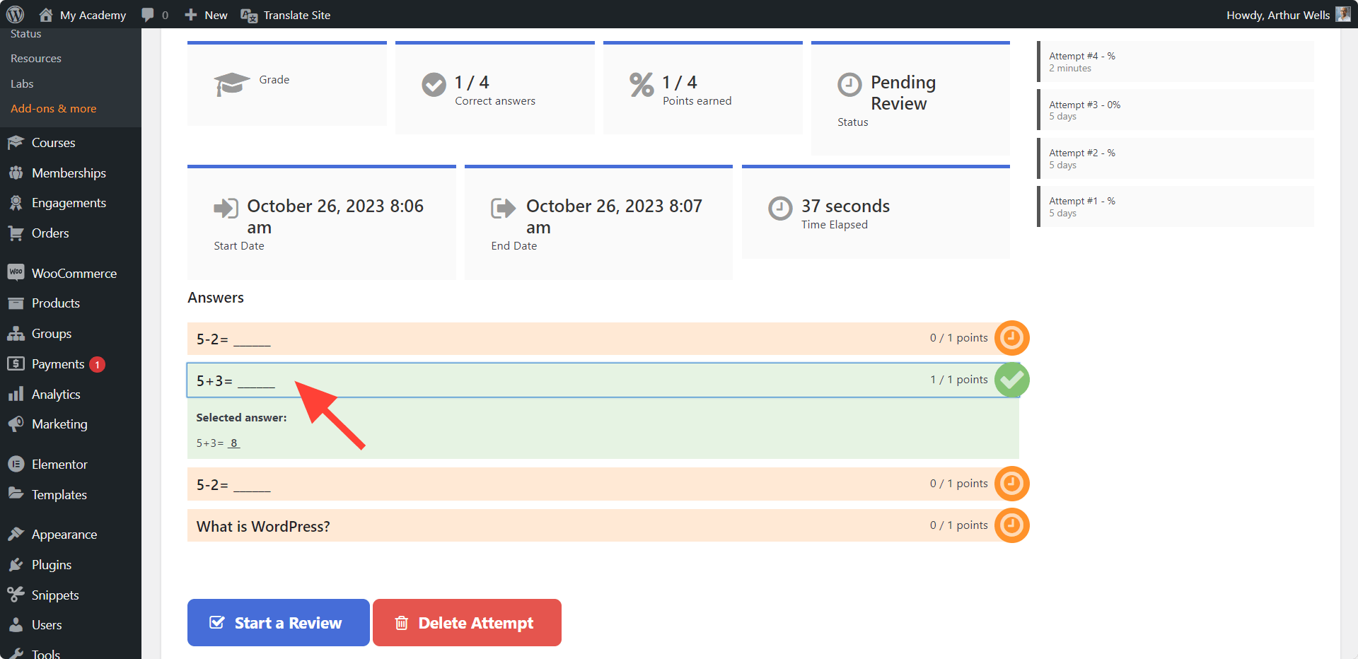 LifterLMS Quiz Review