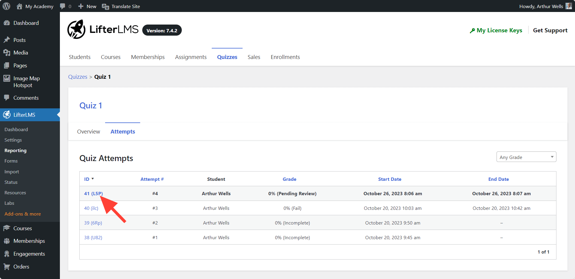 LifterLMS Reporting Quiz Review