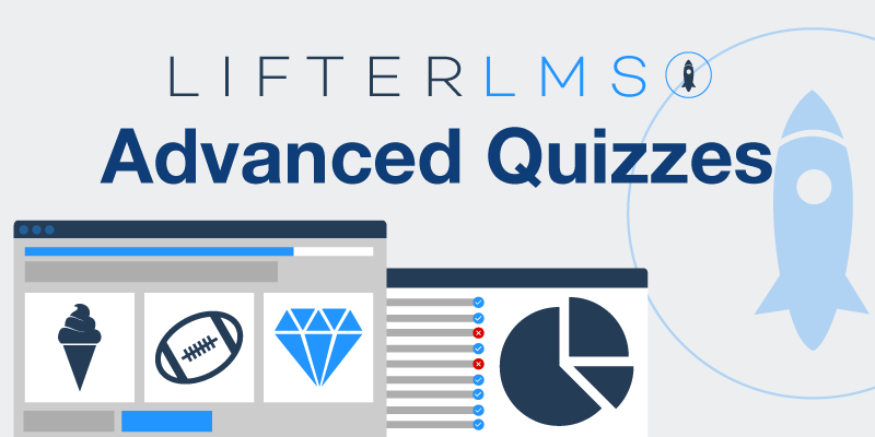 LifterLMS graphic showing advanced quiz features