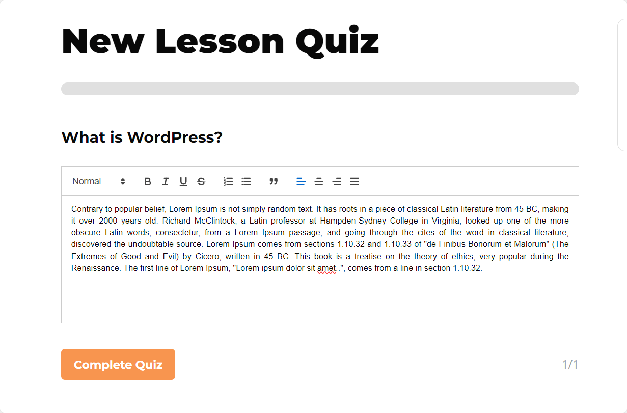 LifterLMS Long Quiz Question Answer