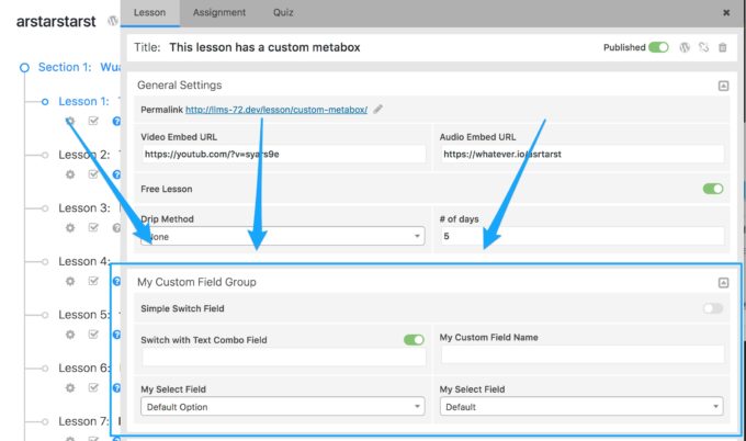 Course builder custom fields for developers | LifterLMS