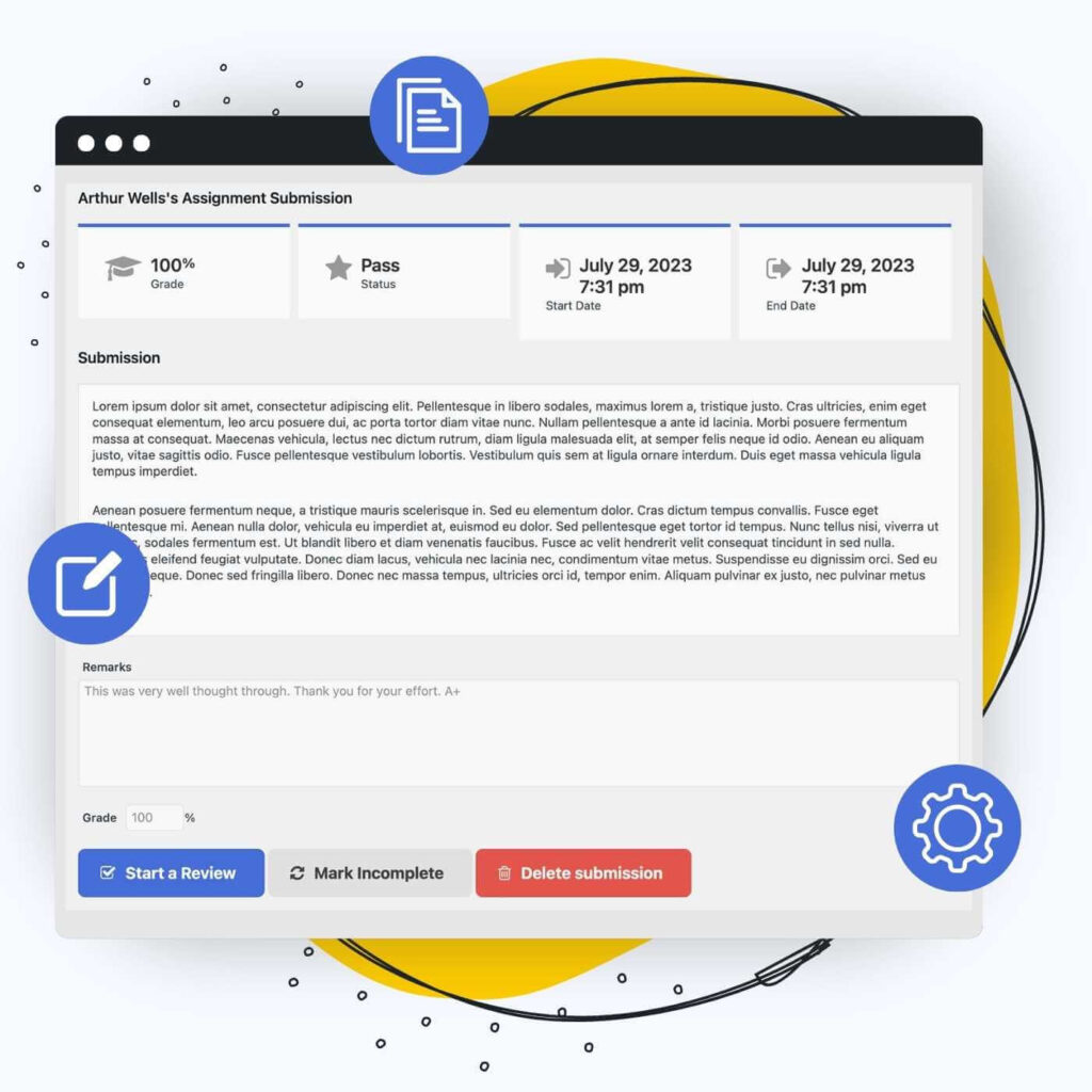 Instructors Review Essay Submission, Remark, and Grade