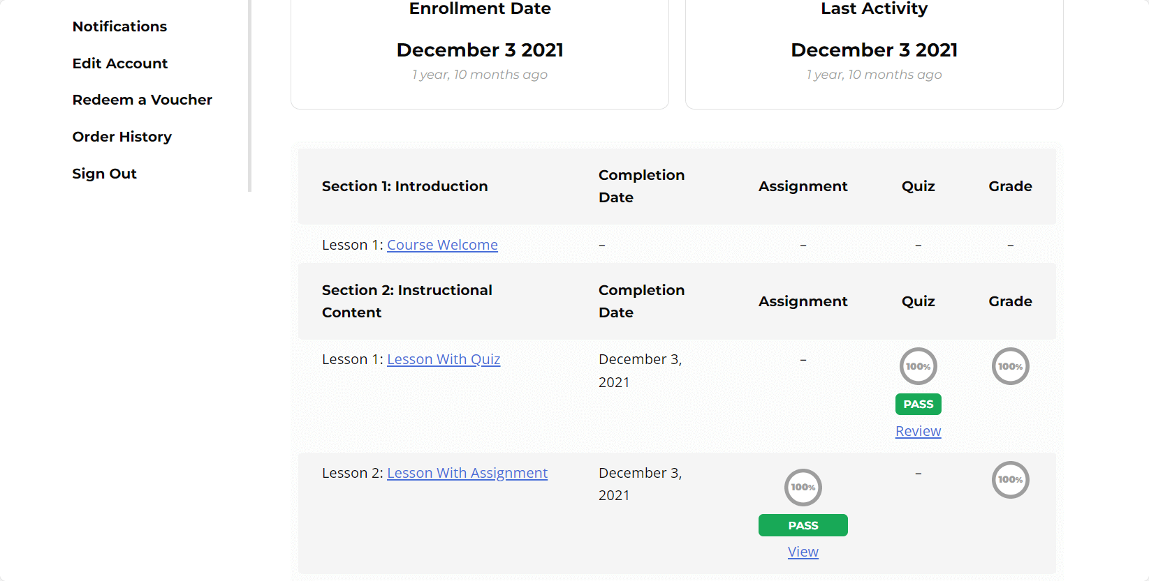 LifterLMS Assignment Grade
