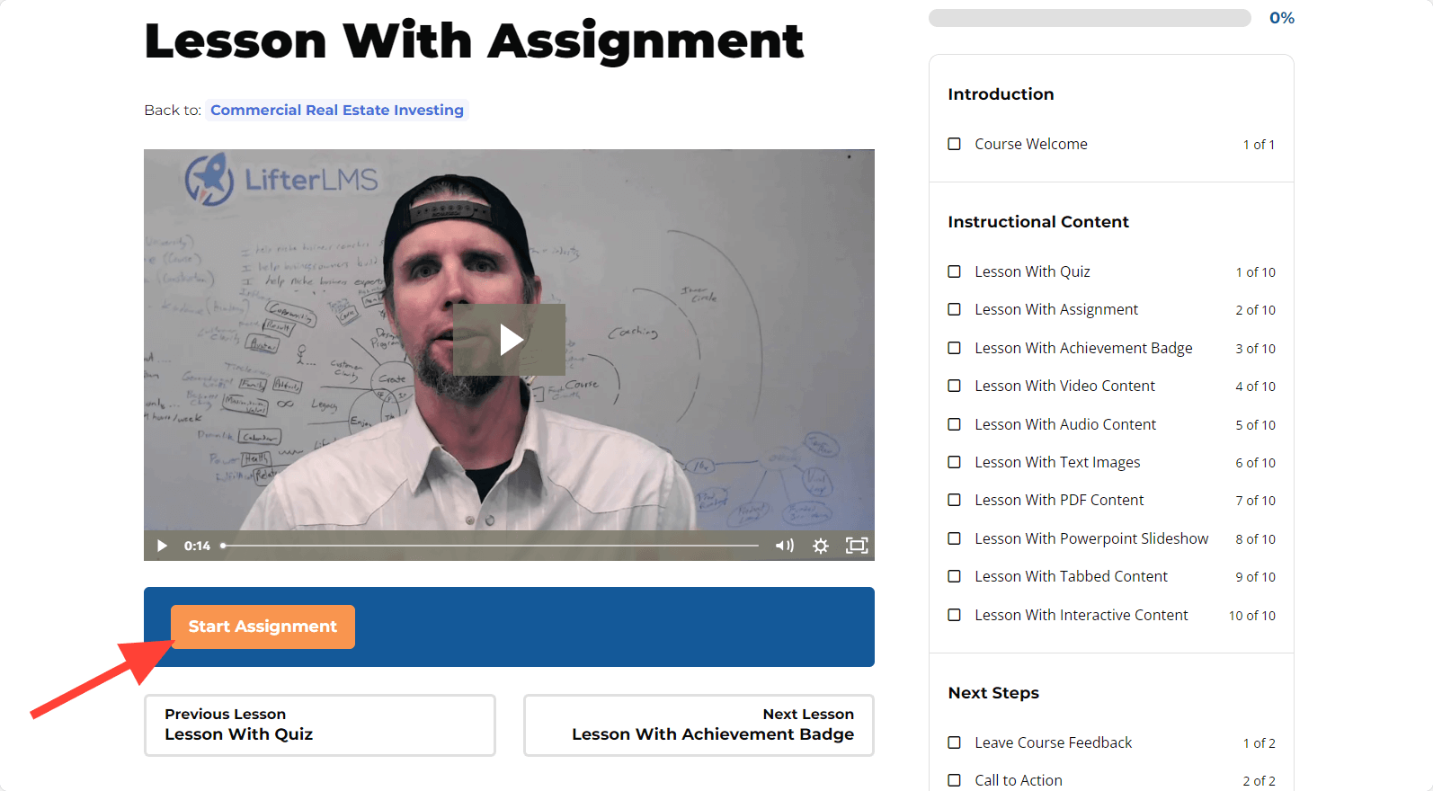 LifterLMS Start Assignment