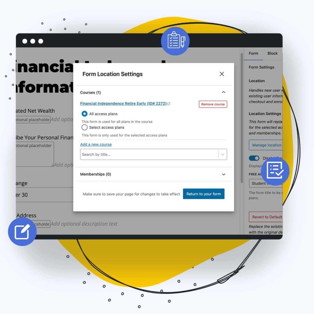 Screenshot of Editing the Form Location in LifterLMS Custom Fields in the WordPress admin