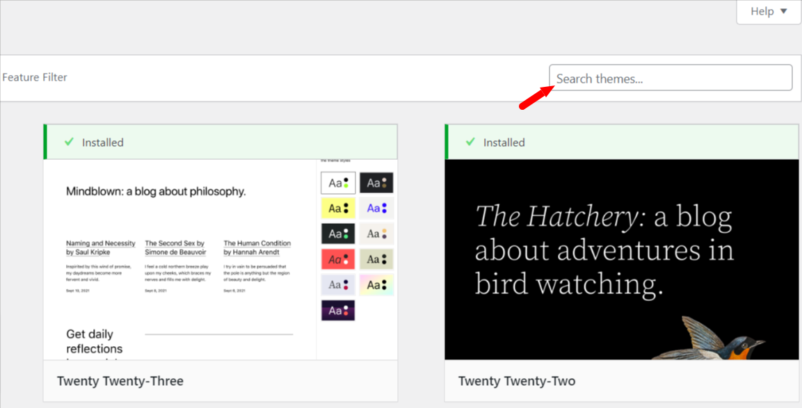 Searching for theme