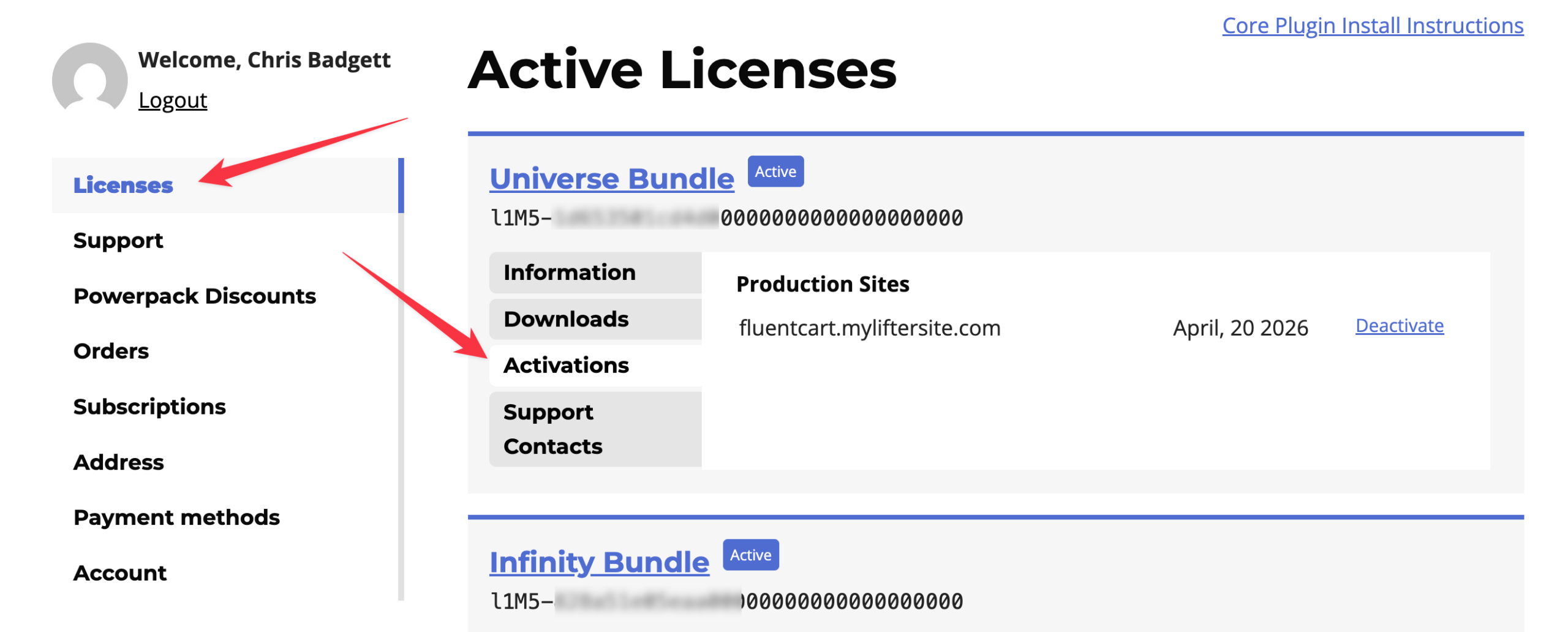 LifterLMS active licenses