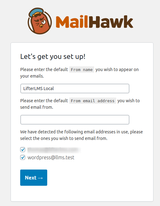 MailHawk WP Settings