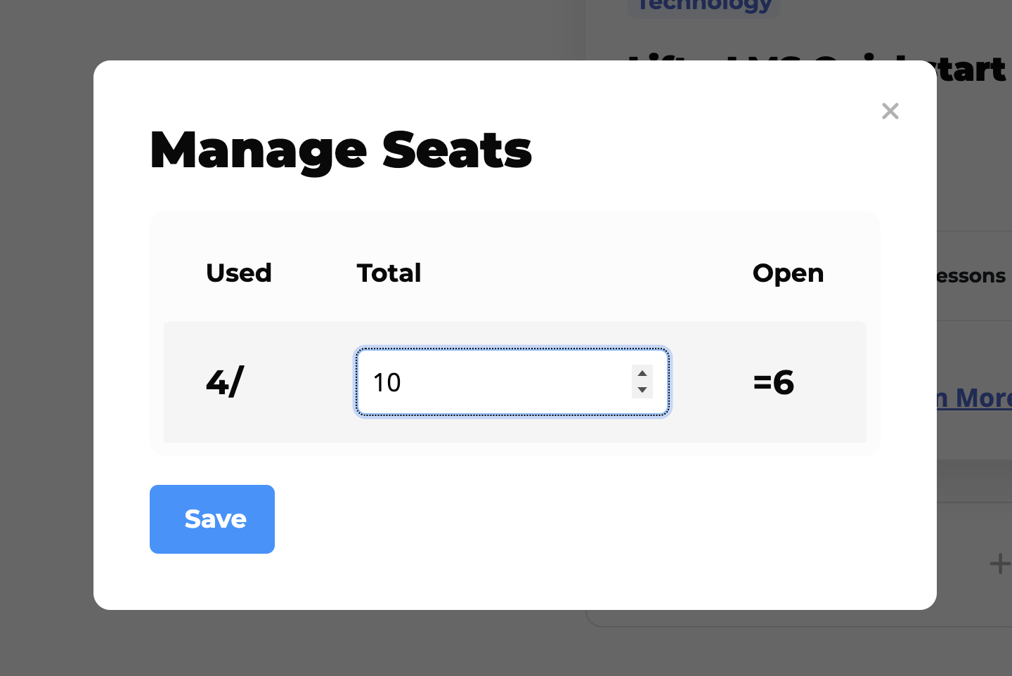 Manage seats