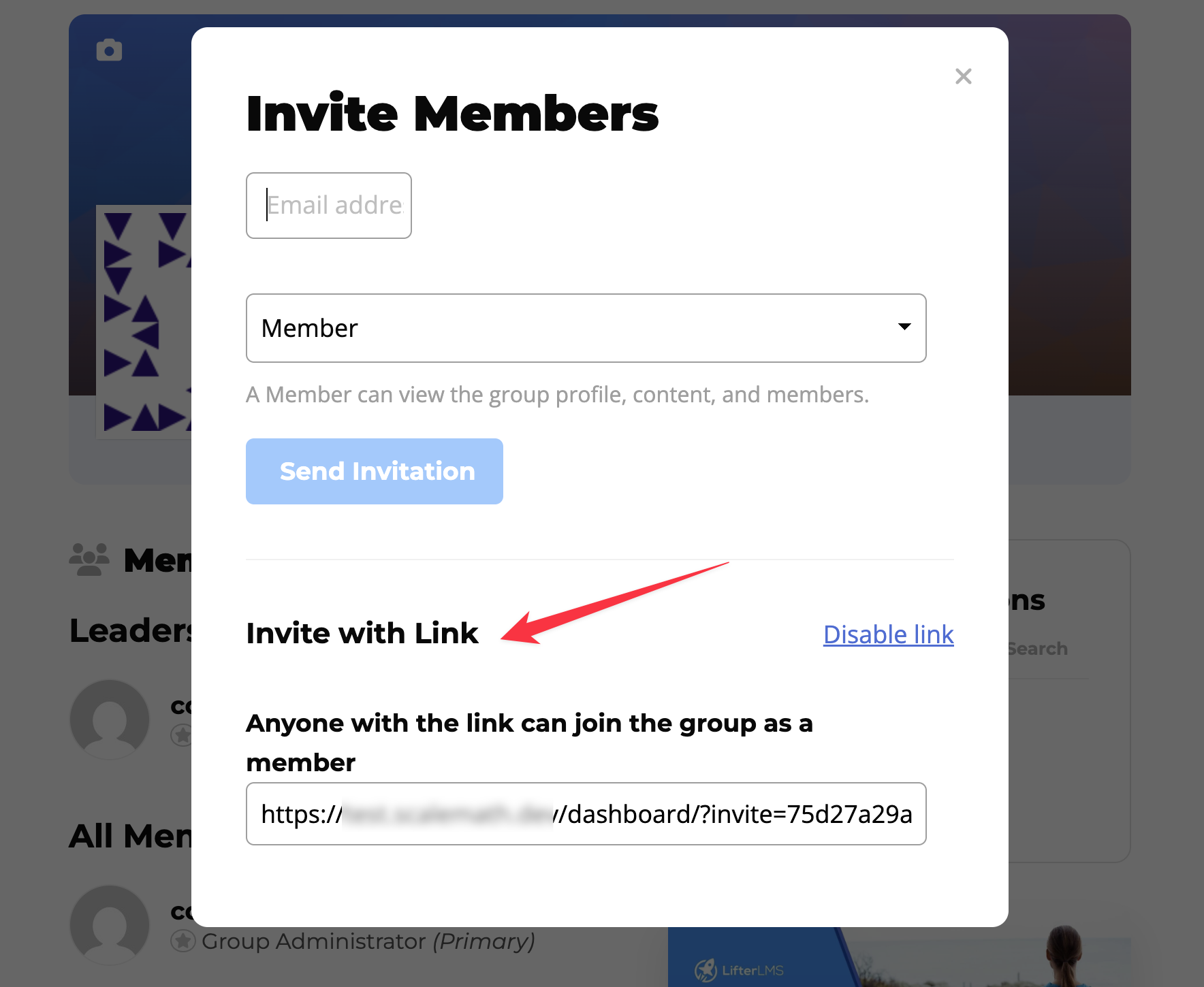 Enable and disable open invitation link