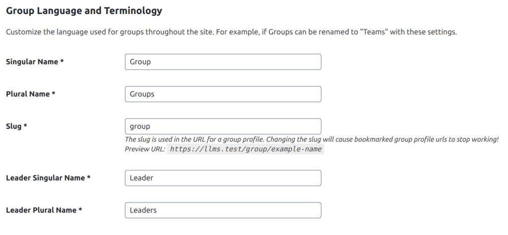 Group Language Settings