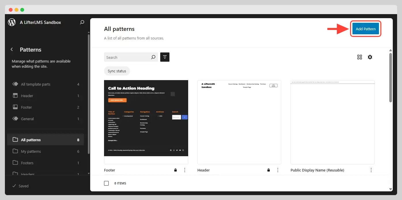 Add Pattern button