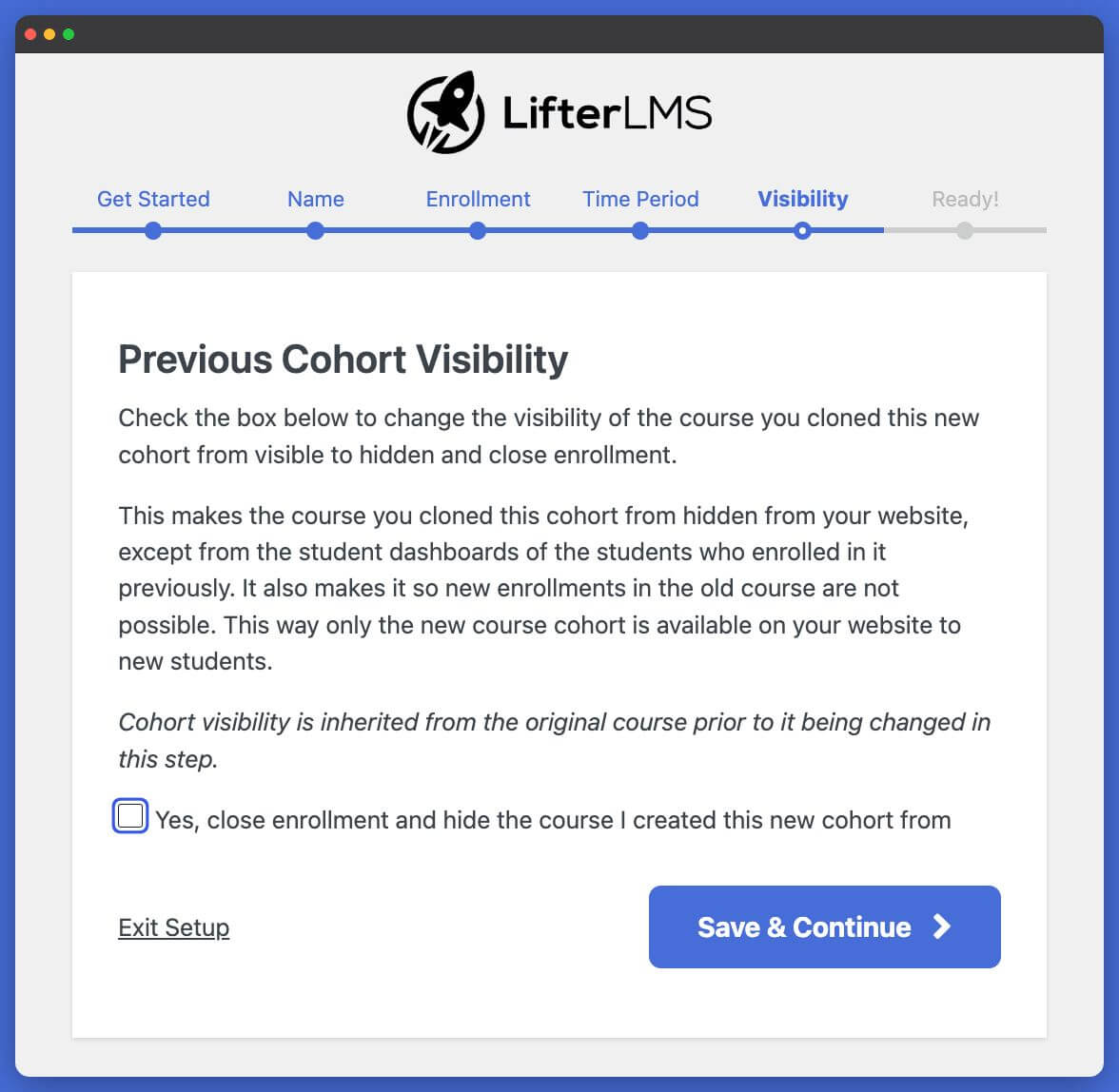 LifterLMS Course Cohort Visibility