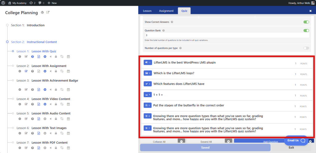 How to create Question Bank with LifterLMS Advanced Quizzes