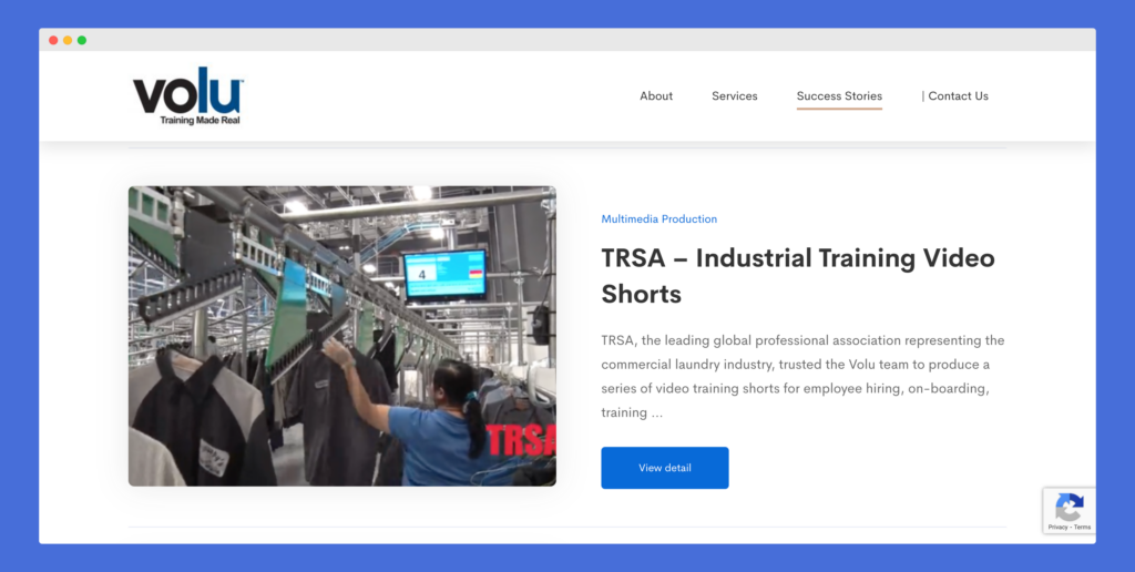 holygrail first section Screenshot of TRSA training videos