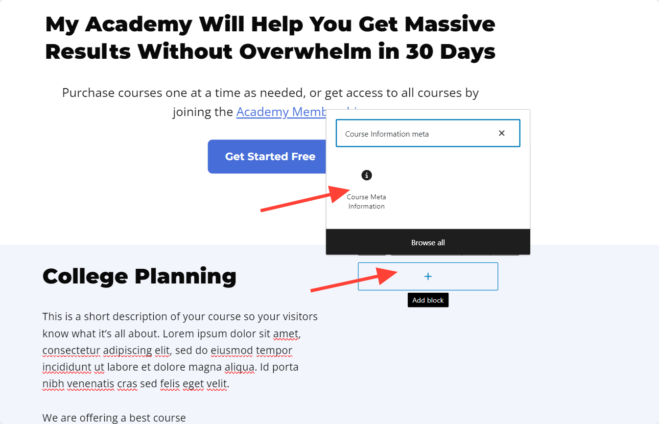 Course Information Meta Block