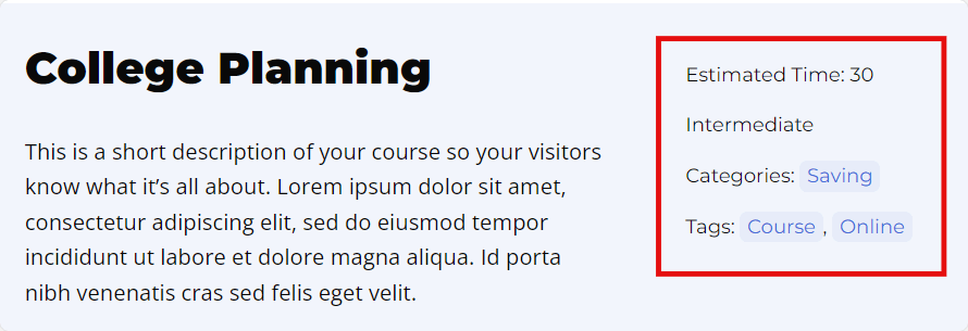 LifterLMS Course Information Meta
