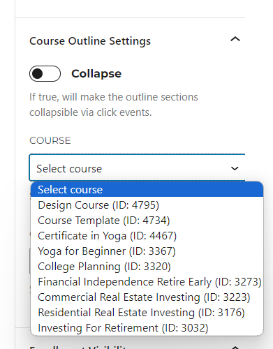 LifterLMS Course Outline Settings