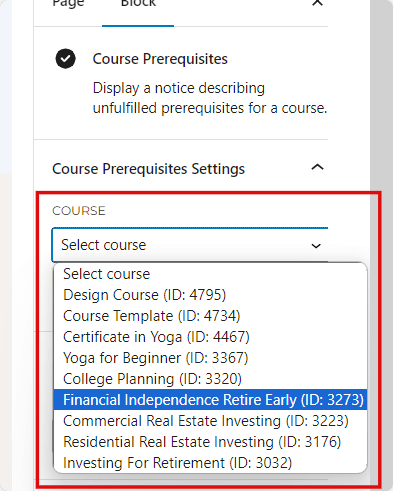LifterLMS Course Prerequisite-Settings