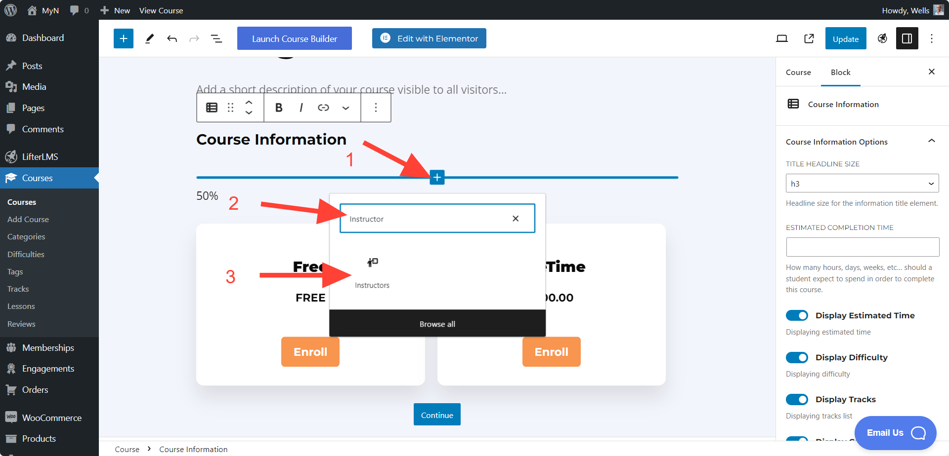 LifterLMS Instructor Block