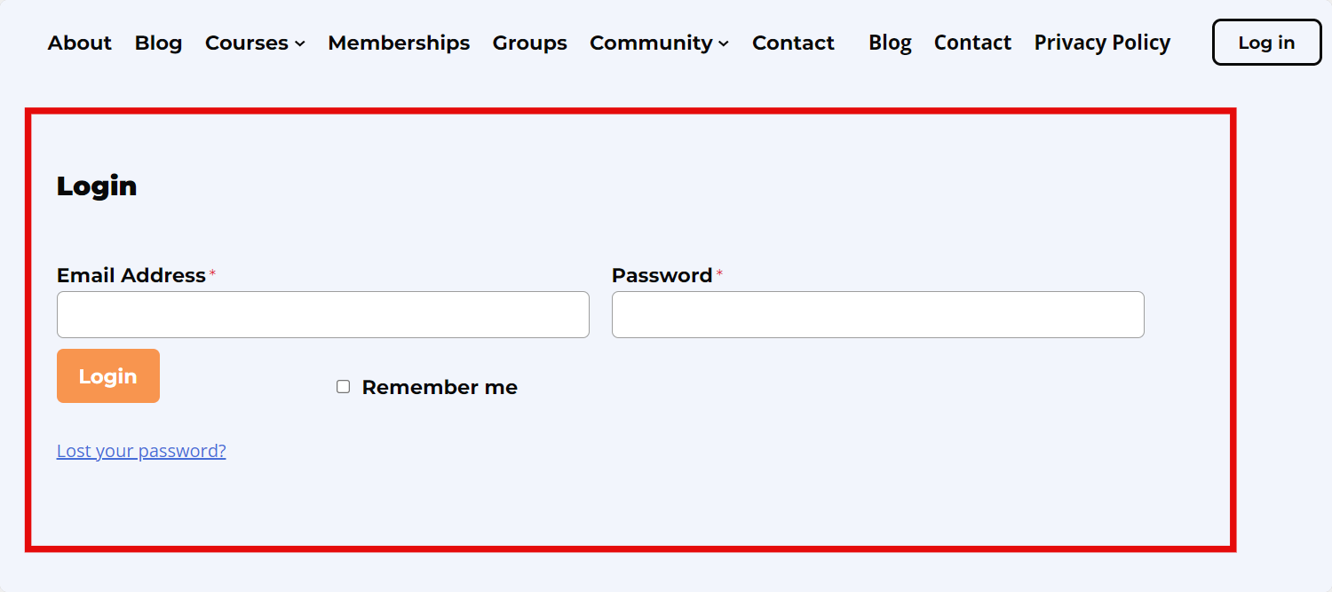 LifterLMS Login Block